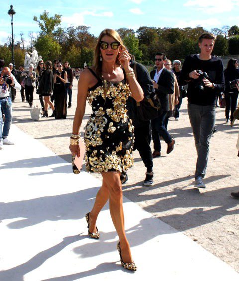 Anna Dello Russo也穿過與陳意涵同款Dolce & Gabbana秋冬洋裝。圖／擷取自sandrascloset.com