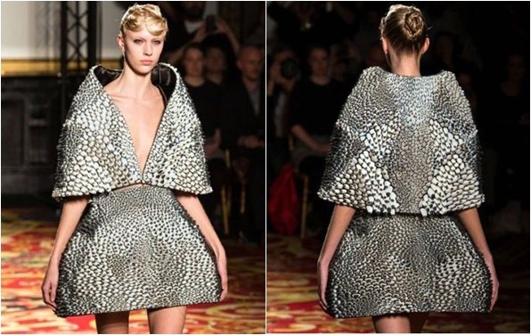 今年的巴黎時裝週 Iris van Herpen 宣稱推出了全世界第一款以3D列印出來的彈性纖維訂製服。圖／she.com Taiwan提供