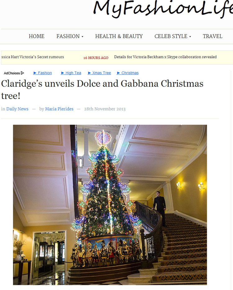 愛玩復古華麗的 DOLCE & GABBANA 連耶誕樹也不放過，放了許多異國風裝飾，還有西西里島人偶保護。圖／擷取自myfashionlife.com