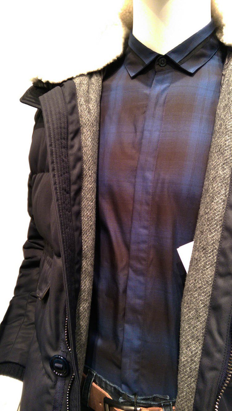 BOSS 男裝休閒系列保暖的鋪棉外套等單品內裡結合了西裝布料增添造型巧思。記者吳...