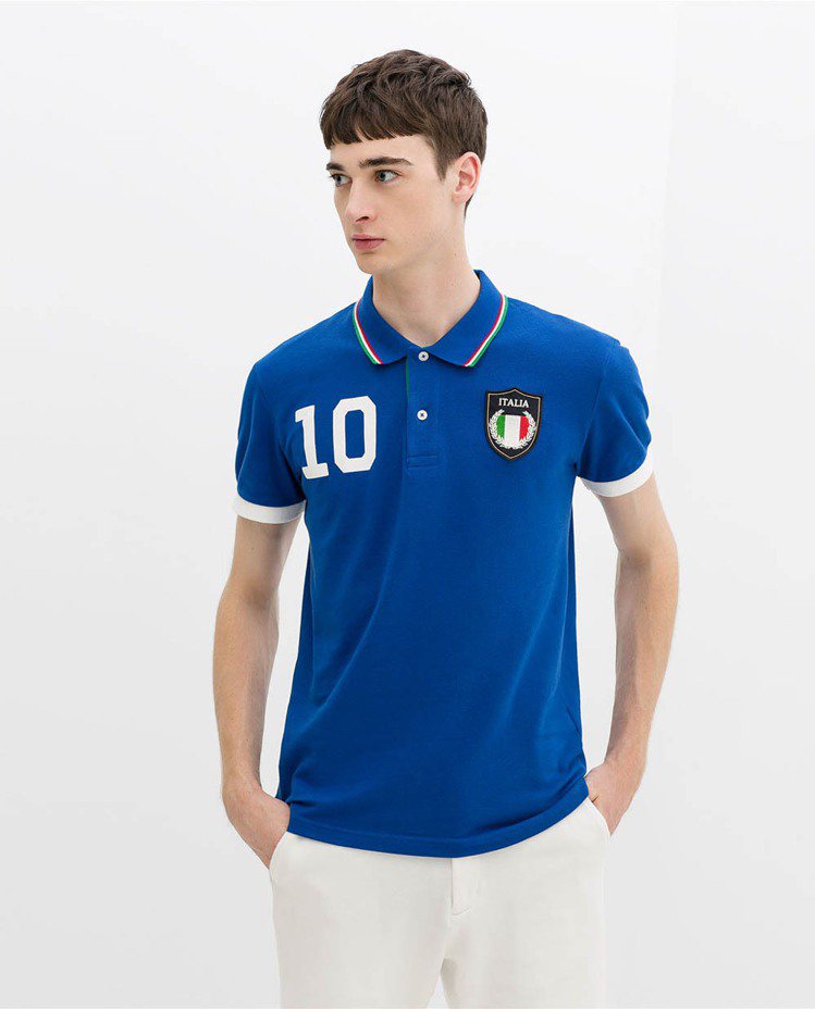 世足款義大利隊POLO衫，售價990元。圖／ZARA提供