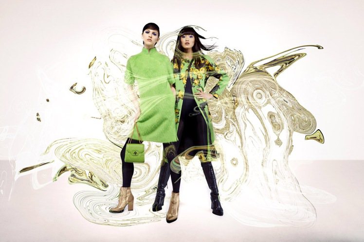夏姿秋冬廣告請來全球排名第22的日籍名模Chiharu Okunugi(右)入鏡。圖／夏姿提供