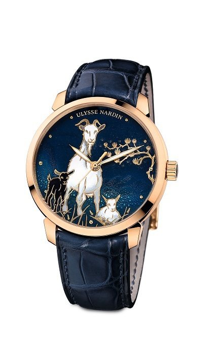 瑞士雅典錶「鎏金羊年腕錶」，限量88只。圖／雅典表