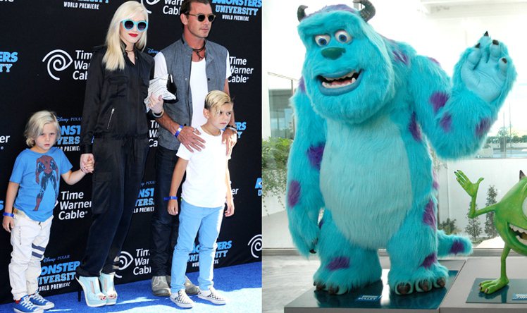 關史蒂芬妮一家以「毛怪藍」單品穿搭出席《怪獸大學》首映會。圖／達志影像、記者徐兆玄攝影