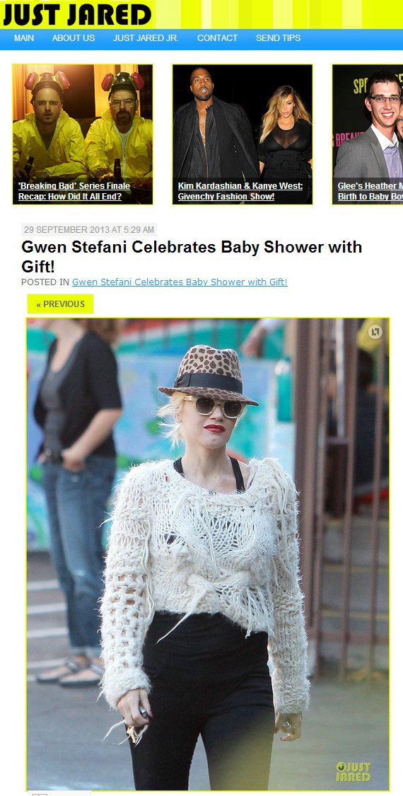 關史蒂芬妮（Gwen Stefani），她特別喜歡以豹紋、條紋等花俏款式，為帥氣休閒的打扮加分。圖／擷取自justjared.com