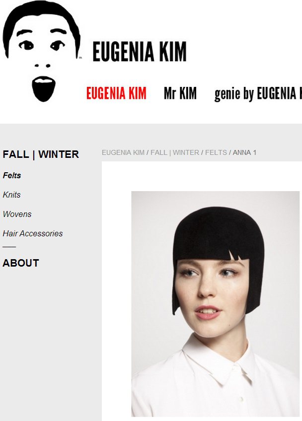 Eugenia Kim的ANNA帽，看起來就像戴假髮。圖／擷取自eugeniak...