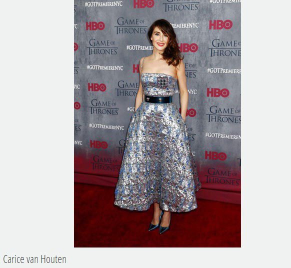 Carice van Houten 穿 Dior 2014春夏蓬裙，帶有金屬光澤...