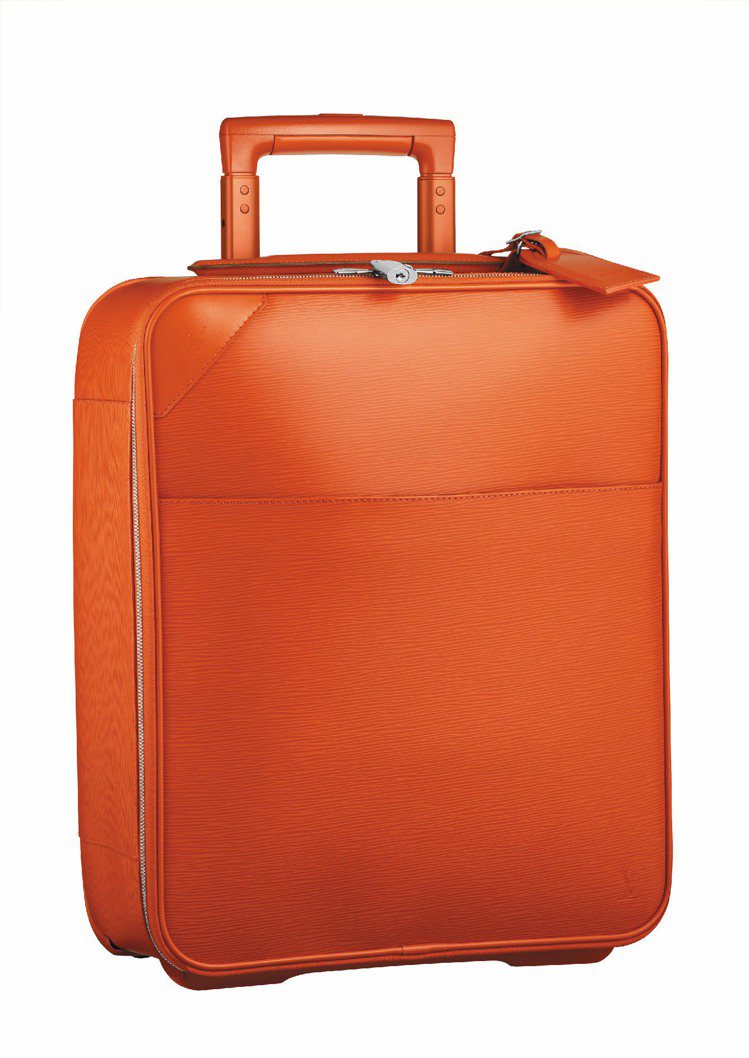 Pegase 45的橘色Epi皮革新材質2輪行李箱，104,000元。圖／LV提供