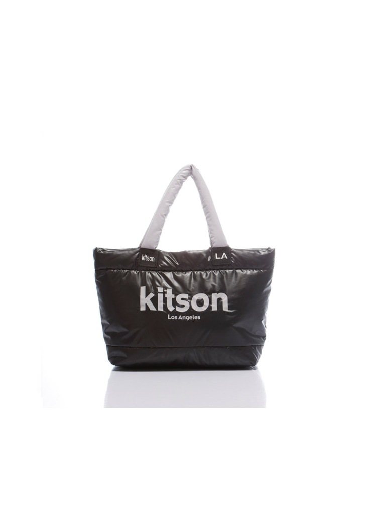 kitson經典鋪棉托特包台灣限定款－－黑銀。圖／kitson提供