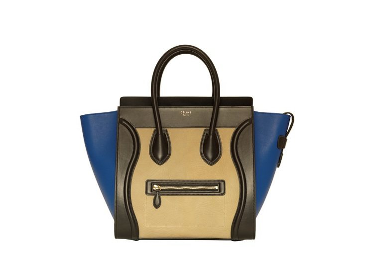 Luggage Mini藍褐拼接小牛皮手提包，105,000元。圖／Celine提供