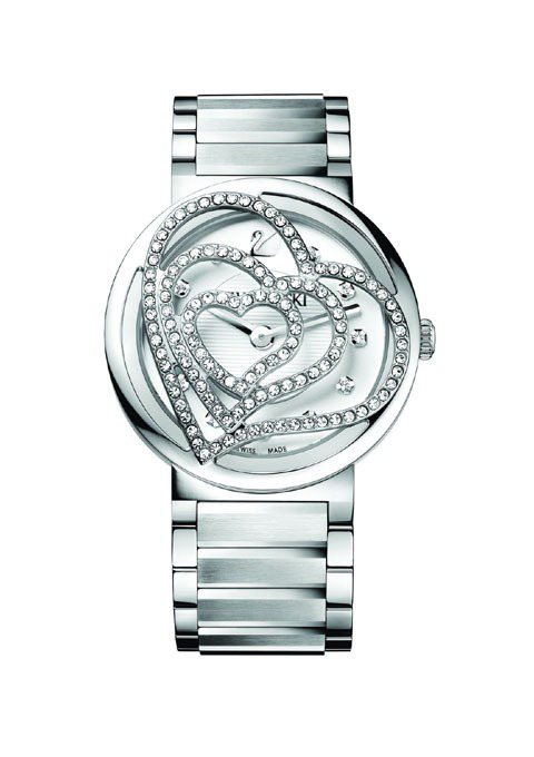 Citra Sphere 手表，心形水晶裝飾可拆下來當作鍊墜佩戴。價格店洽。圖／施華洛世奇提供