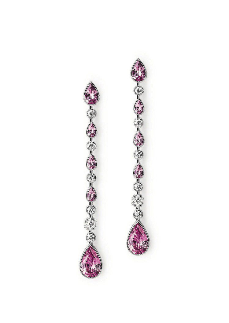 頂級珠寶Rose Princesse玫瑰公主粉紅剛玉鑲鑽耳環，258萬元，全球限...