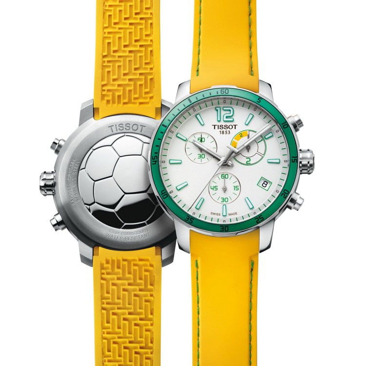 TISSOT Quickster Football特別款腕表，建議售價12,700元。圖／THOMAS SABO提供