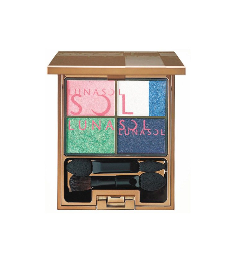 佳麗寶LUNASOL晶巧光燦眼盒 (艷采)，以斑斕蝶翼為靈感，鮮豔、服貼。1,800元。圖／佳麗寶提供