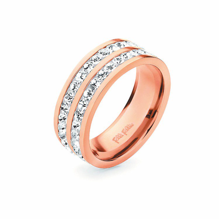 Classy系列戒指，鍍玫瑰金不銹鋼搭配水晶，2,990元。圖／Folli Follie提供