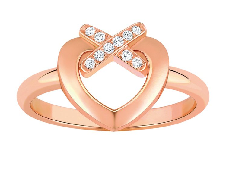 CHAUMET「Liens戀」系列，飽注情感符號和眷戀的戒指，由品牌經典X符號與甜美心型設計，闡述愛情的真締，表達最真純的愛意。圖／珠寶之星