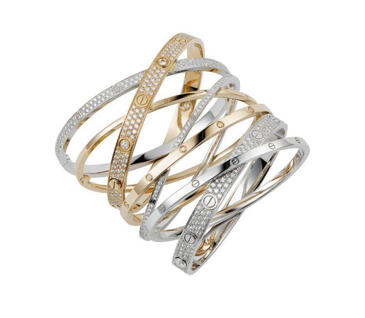 卡地亞頂級珠寶系列LOVE多層次手環，參考價810萬元。圖／卡地亞提供
