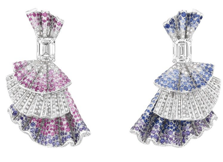 Archi Dior Ailee鑽石耳環，使用鑽石、藍寶石、粉紅剛玉、紫色剛玉。圖／Dior提供