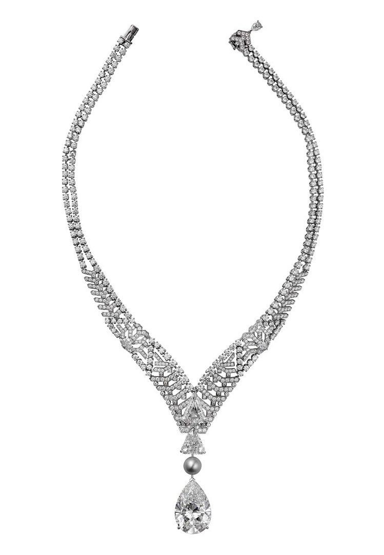 卡地亞以30.21克拉的IIa純淨鑽石打造鑽石項鍊。圖／Cartier提供