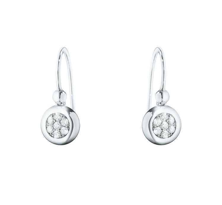 喬治傑生AURORA系列耳環，18K白金，鑲嵌明亮式切工鑽石，52,200元。圖／喬治傑生提供