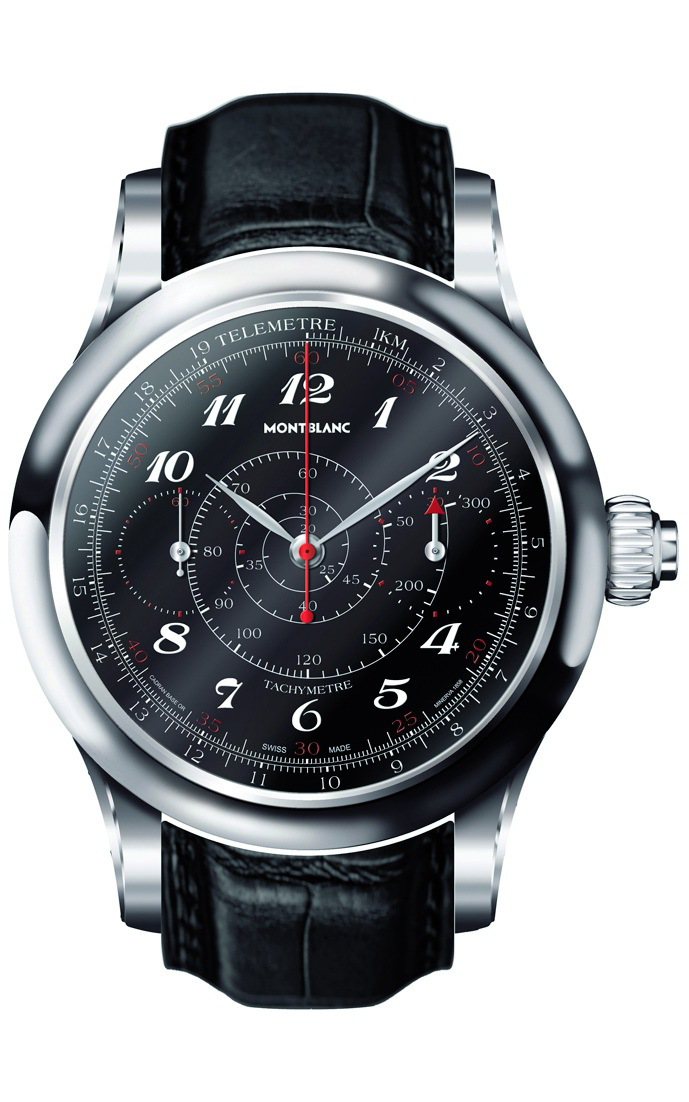 萬寶龍Villeret 1858系列18K白金計時腕表，手上鍊機芯，18k白金表殼，定價178萬8千元。圖／萬寶龍提供