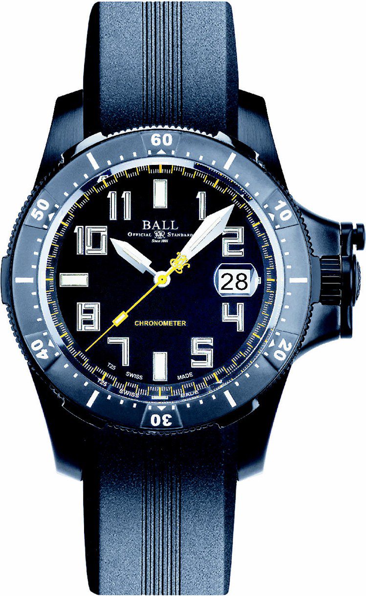 Engineer Hydrocarbon Black腕表，自動機芯，DLC鈦金屬表殼， 12萬2,600元。圖／BALL Watch提供