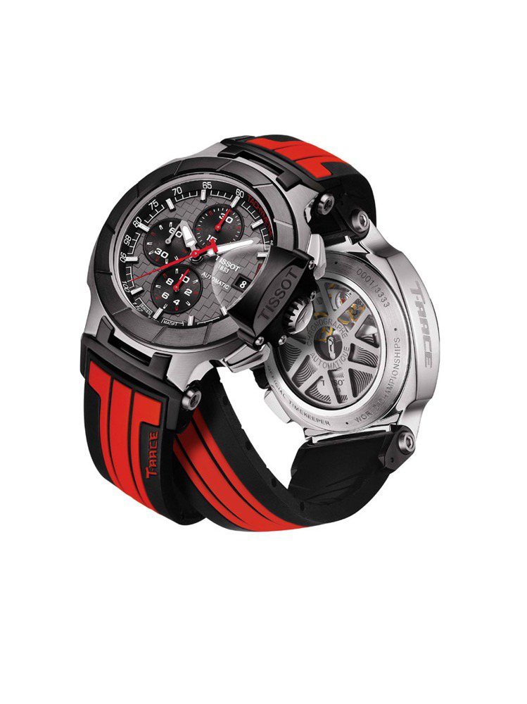 T-Race MotoGPTM2014限量版自動計時腕表，建議售價4萬2000元。圖／TISSOT提供
