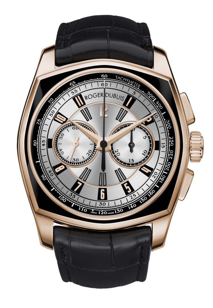 羅杰杜彼La Monégasque玫瑰金計時碼錶， 1,390,000元。圖／Roger Dubuis提供