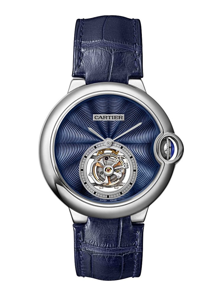 卡地亞Ballon Bleu de Cartier 39mm浮動式陀飛輪琺瑯裝飾腕表，484萬元。圖／Cartier提供