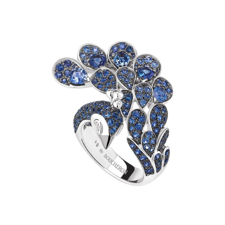 Boucheron伯夐-HERA藍寶孔雀戒指，775,000元。圖／台北101提供