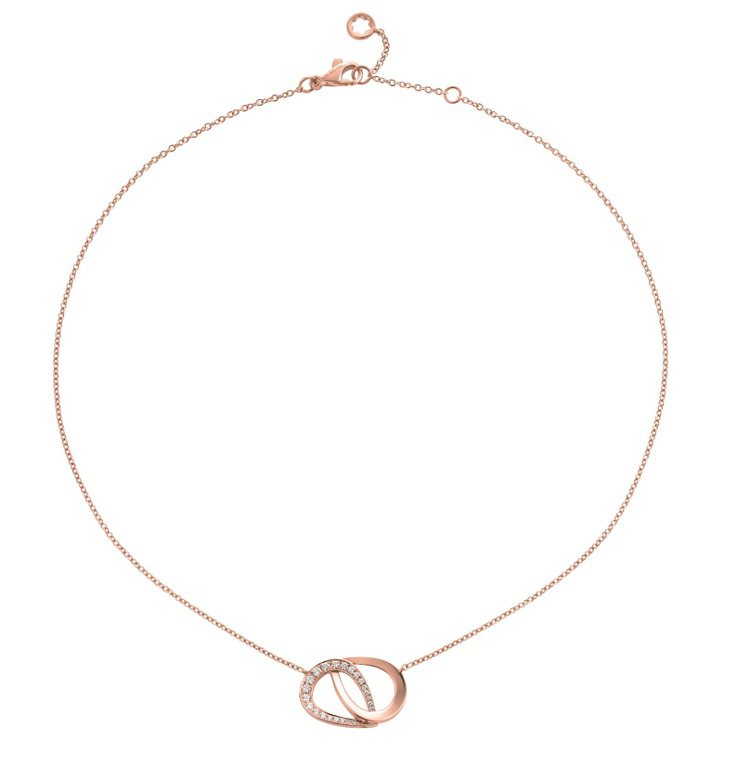 Montblanc萬寶龍-摩納哥葛莉絲王妃系列高級珠寶編織花瓣玫瑰金鑲鑽項鍊，121,500元。圖／台北101提供