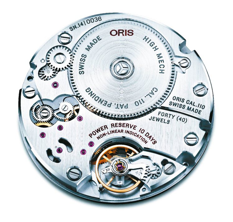 ORIS全新Calibre 110機芯內有獨特齒輪，此專利設計可顯示非線性動力儲...