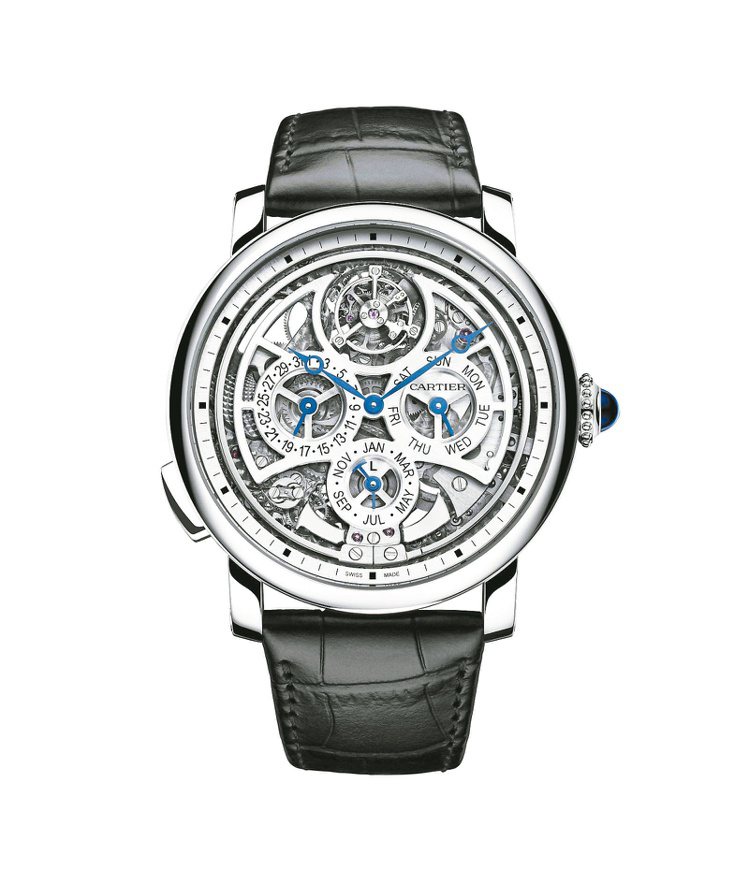 Rotonde de Cartier大型複雜功能腕表，具萬年曆、三問報時與浮動式陀飛輪，約2,250萬元。圖／卡地亞提供