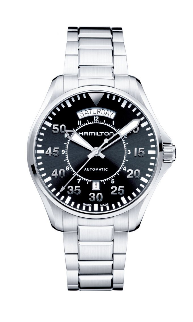 漢米爾頓Khaki Pilot Day-Date飛行員雙曆腕表，33,200元。圖／漢米爾頓提供