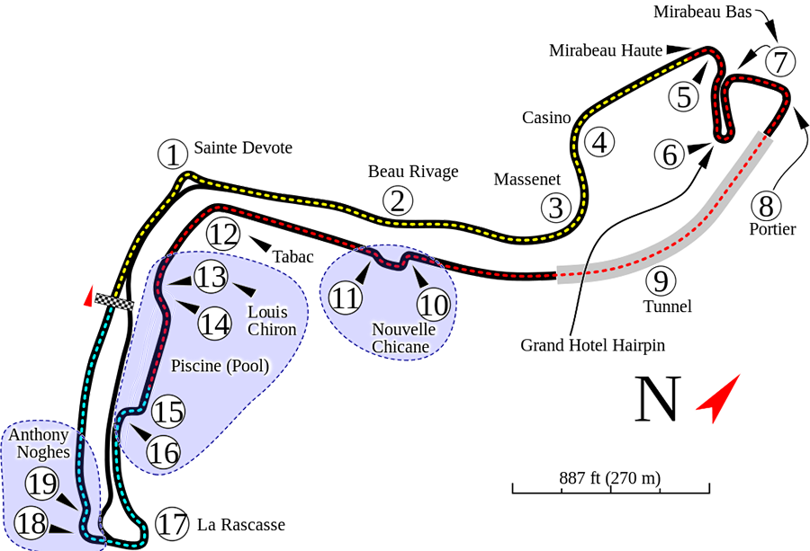 F1摩納哥站的賽道很狹窄所以很難超車。 摘自forbes.com