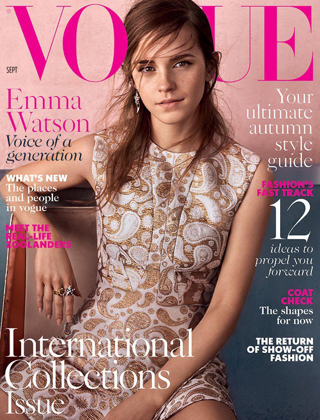 艾瑪華森穿Stella McCartney小禮服，登上英國Vogue雜誌封面。圖／擷自Vogue雜誌
