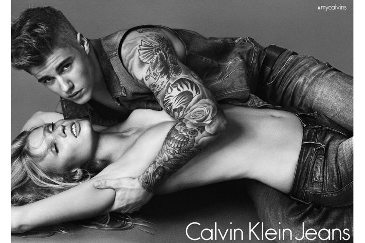Calvin Klein上一季找小賈斯汀代言廣告，以性感裸露的「人皮」取代「獸皮...