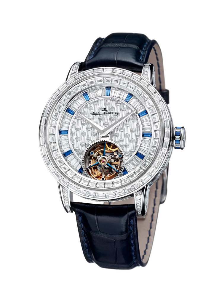 Master Grande Tradition圓柱游絲陀飛輪腕表，18K白金表殼，建議售價1,720萬元。圖／積家提供