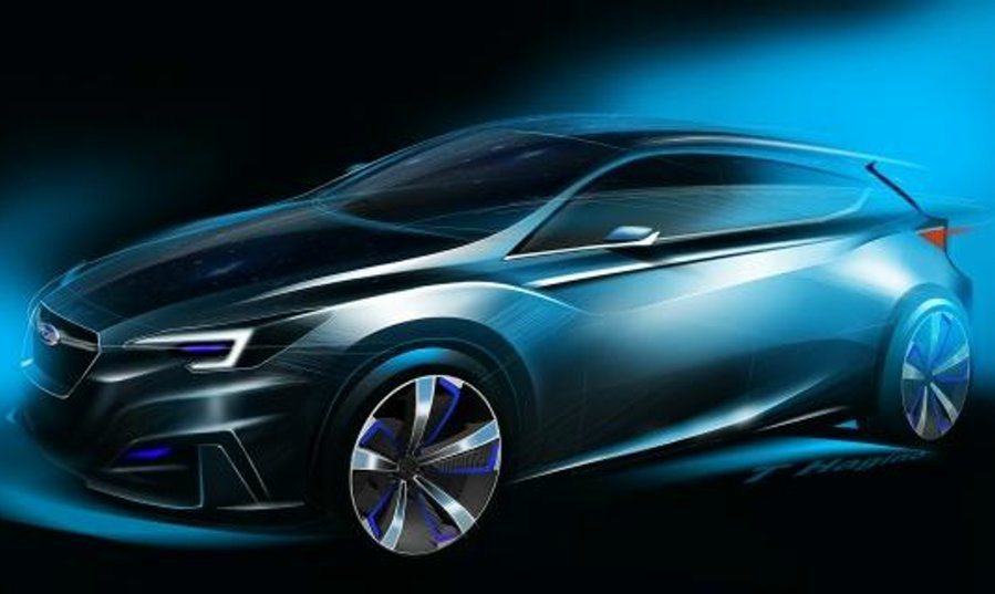 Impreaz五門掀背概念車，Subaru僅公佈設計草圖。 摘自Subaru.c...
