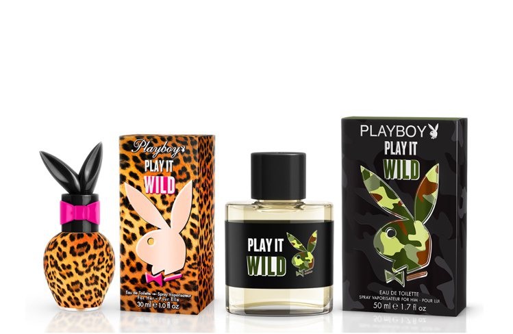PLAYBOY推出價格與瓶身皆誘人的對香「狂野情人」，男女香分別以迷彩兔、豹紋兔呈現。50ml／450~599元。圖／PLAYBOY提供