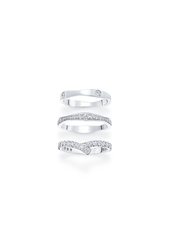海瑞溫斯頓全新婚嫁珠寶系列鑽石線戒，價格14萬元起。圖／HARRY WINSTON提供