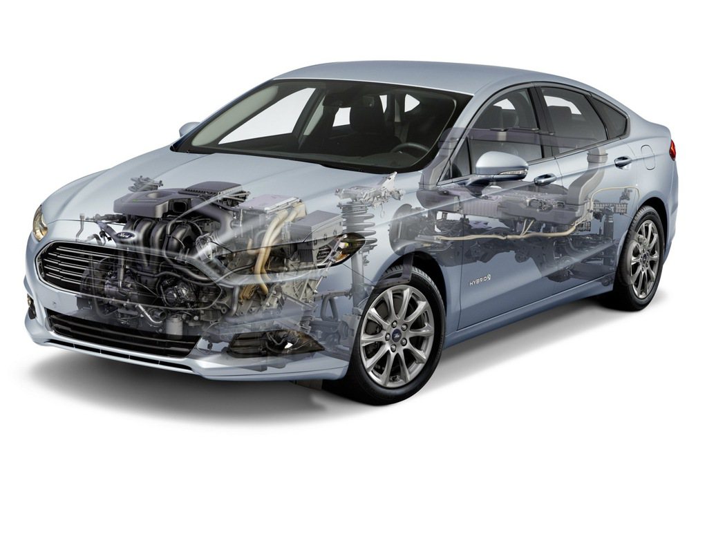 福特最新世代油電混合動力總成包含2.0L Atkinson循環引擎、鋰離子電池組...