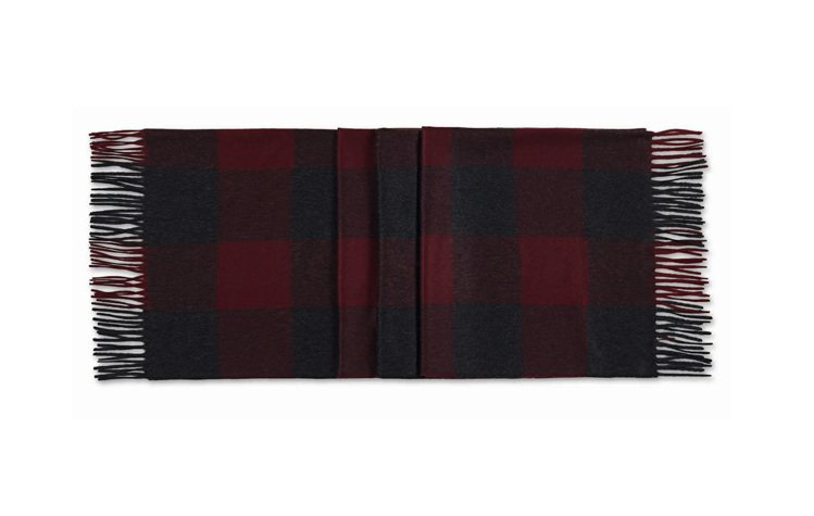 紅色與黑色棋盤格圍巾，33,900元。圖／Ferragamo提供