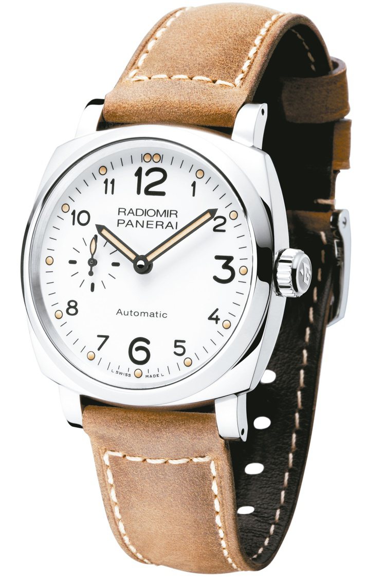 沛納海Radiomir 1940腕表，42mm，自動上鍊機芯，首次採用白色表盤。 圖／業者提供