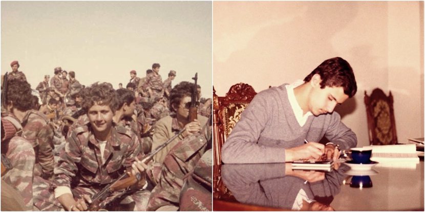 青澀的巴夏爾．阿薩德。左：1980年，15歲的巴夏爾參加軍訓課程；右：1982年...