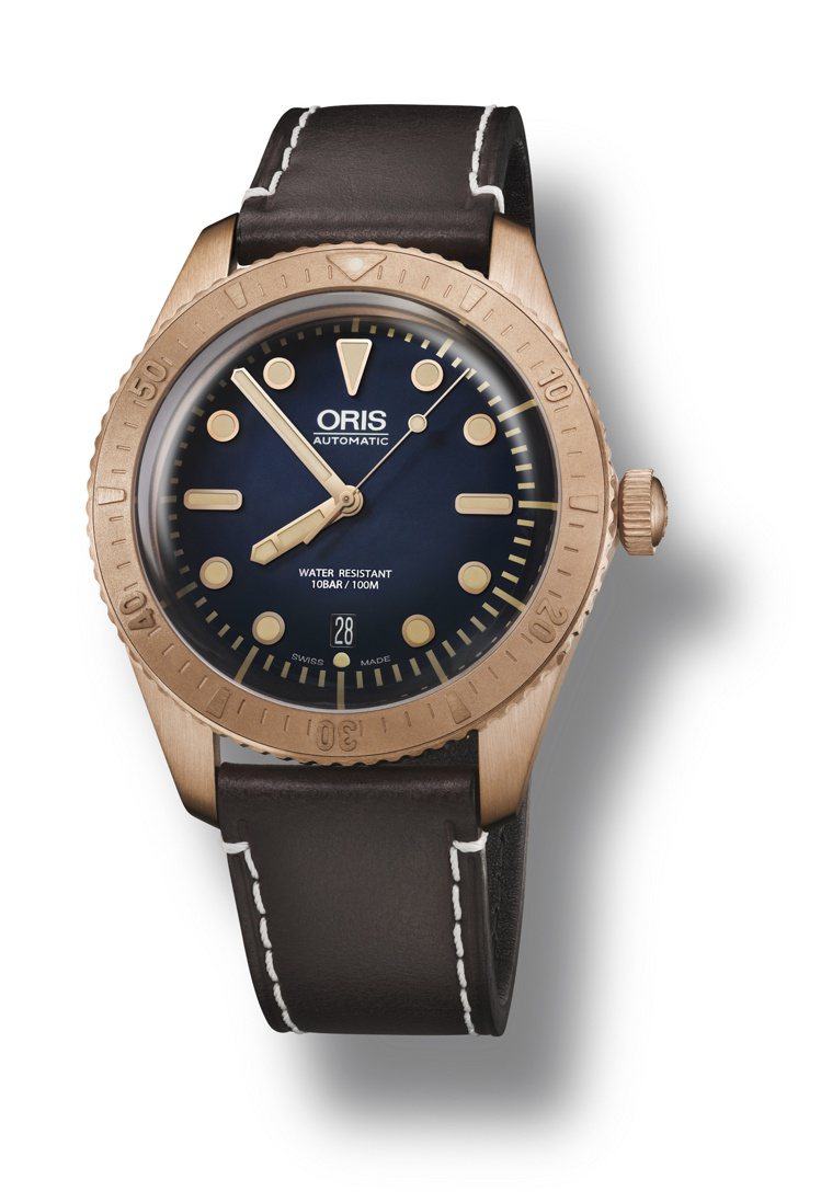 ORIS今年轉將發表Carl Brashear限量腕表，是品牌首次推出青銅表殼的腕表。圖／ORIS提供