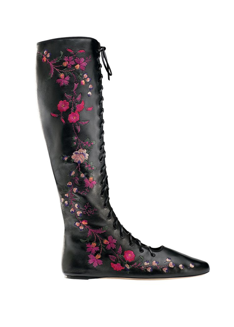 ETRO刺繡花卉皮靴的細節令人驚喜。圖／ETRO提供