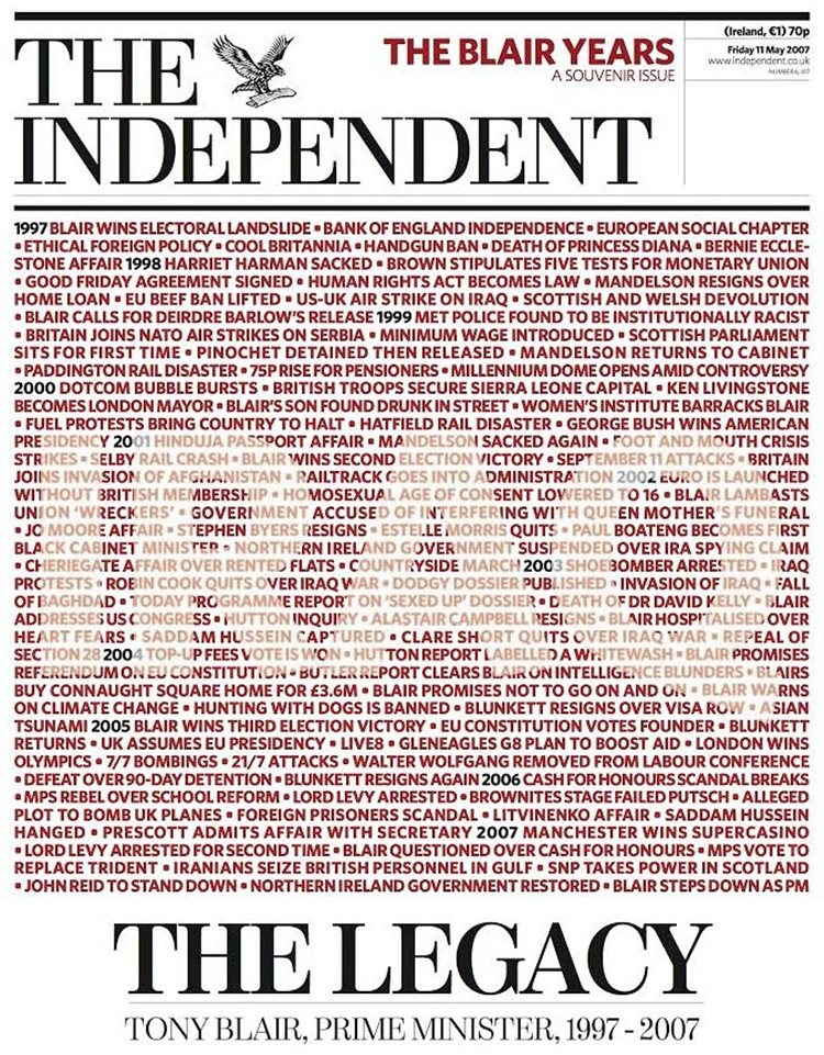 你的歷史定位...「伊拉克」。2007年5月11日，《獨立報》發出經典頭版，攻擊...