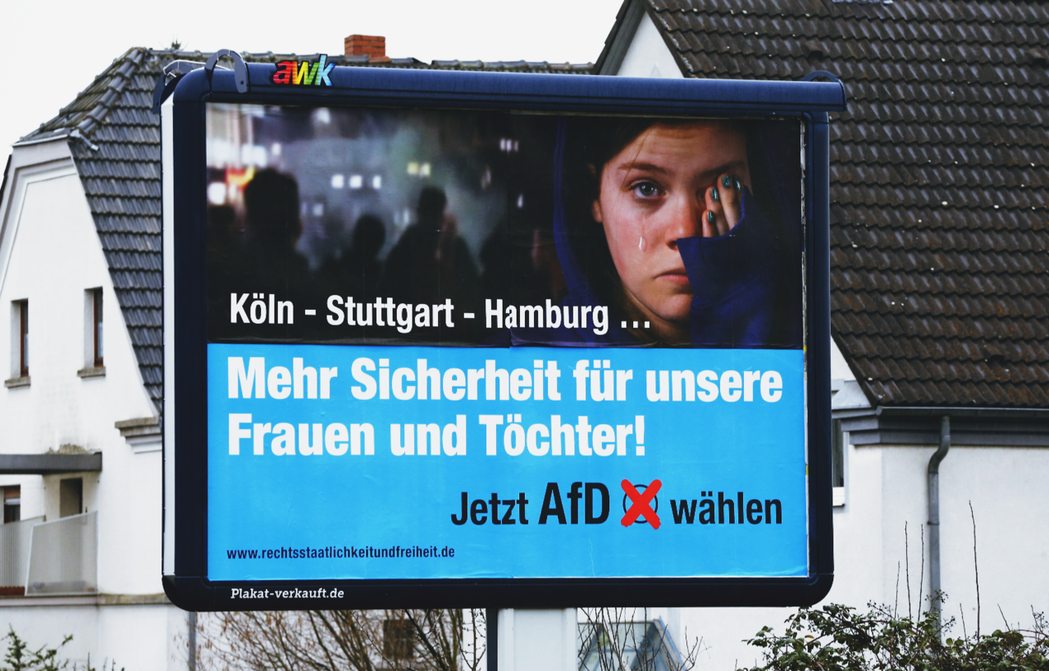 AfD競選文宣：「科隆－斯圖加特－漢堡，我們的妻子和女兒們需要更安全的保障......