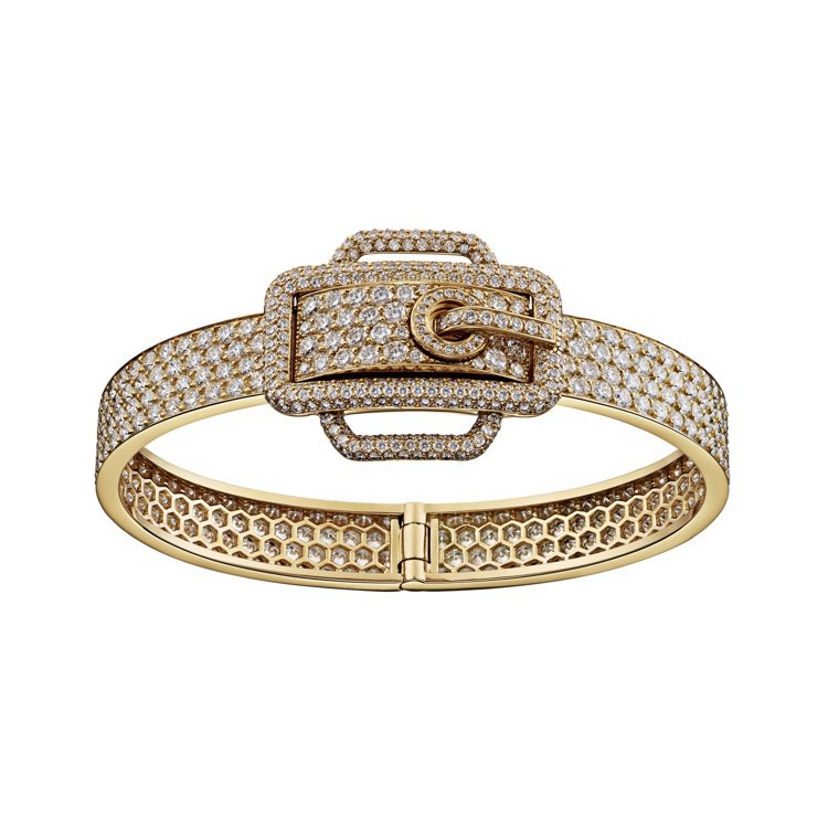 Attelage d’Or系列黃K金鑲白鑽手環，562顆白鑽，362萬6,000元。圖／愛馬仕提供